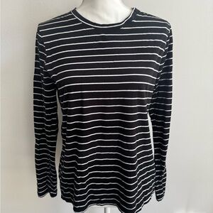 Time and Tru Black and White Striped Shirt